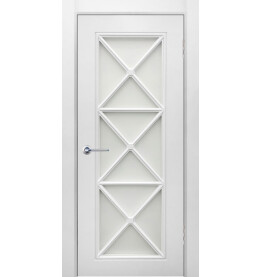 Дверь межкомнатная Британия-2 Эмаль, Белый, остекленная, сатинат белый, каркасно-щитовая