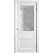 Дверь межкомнатная К "Челси 04" Эмаль белая стекло Белое с алмазной гравировкой