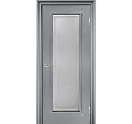 Дверь межкомнатная шпонированная "Венеция-1" Светло-серый стекло Сатинат белый