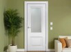 Дверь межкомнатная Венеция Эмаль, Белый, остекленная, сатинат белый с фотопечатью, каркасно-щитовая
