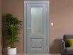 Дверь межкомнатная Венеция Эмаль, Светло-серый, остекленная, сатинат белый с фотопечатью, каркасно-щитовая