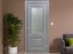 Дверь межкомнатная Венеция Эмаль, Светло-серый, остекленная, сатинат белый с фотопечатью, каркасно-щитовая