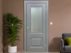 Дверь межкомнатная Венеция Эмаль, Светло-серый, остекленная, сатинат белый с фотопечатью, каркасно-щитовая