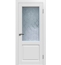 Дверь межкомнатная Гранд-2 Эмаль, Белый, остекленная, сатинат белый, каркасно-щитовая