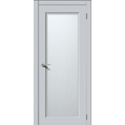 Дверь межкомнатная Квадро 6 Эмаль Лайт грей, остекленная, сатинат белый, кромка нет, каркасно-щитовая