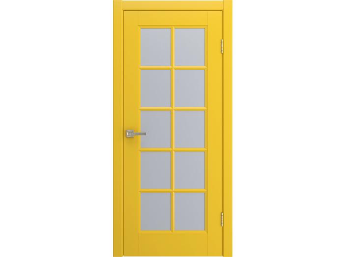 Дверь межкомнатная "AMORE" RAL 1018 Желтая эмаль остекленная  сатинат матовая 200*90
