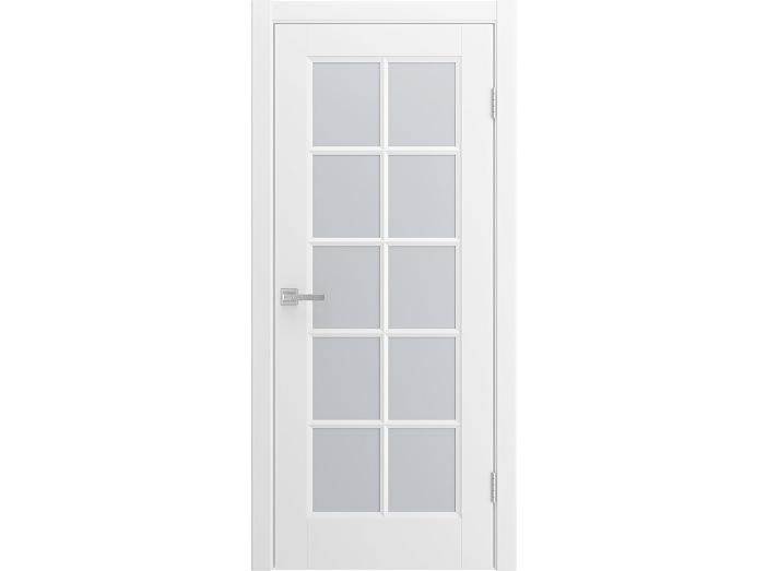 Дверь межкомнатная "AMORE" RAL 9016 Белая эмаль  остекленная сатинат матовая 200*80