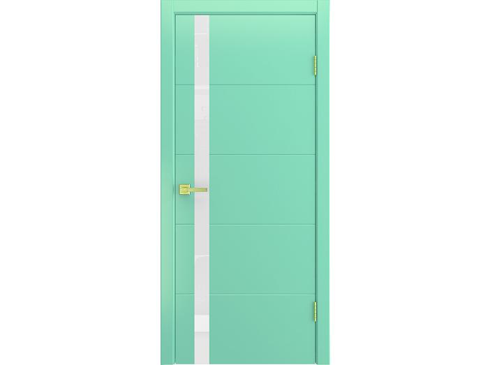 Дверь межкомнатная "BAROKKO" RAL 6027 Бирюза эмаль остекленная  лакобель белое стекло 200*80