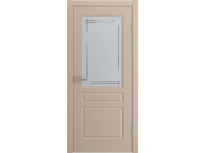 Дверь межкомнатная "BELLI" Латте эмаль остекленная  сатинат гравировка матовое 200*80
