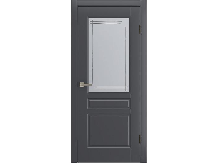 Дверь межкомнатная "BELLI" RAL 7024 Графит эмаль остекленная  сатинат гравировка матовое 200*90