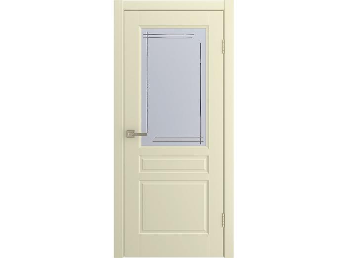 Дверь межкомнатная "BELLI" Жемчуг эмаль остекленная  сатинат гравировка матовое 200*80