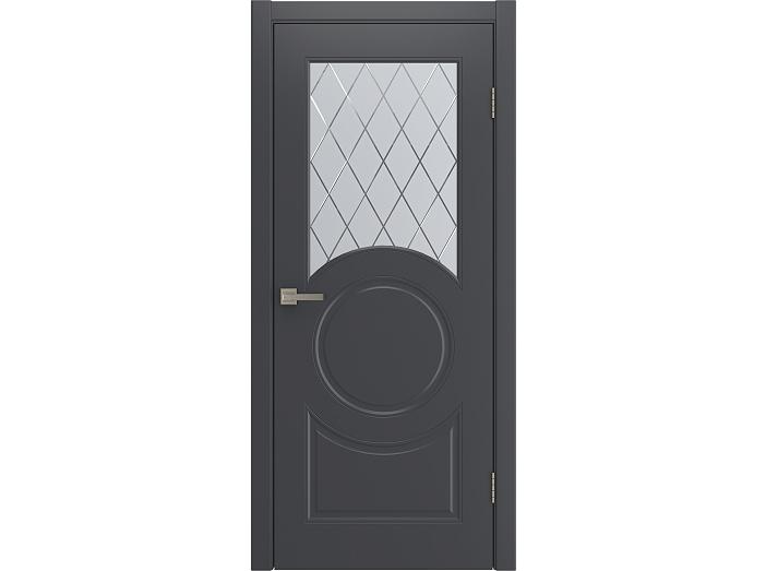 Дверь межкомнатная "DONNA" RAL 7024 Графит эмаль остекленная  сатинат гравировка ромб 200*60