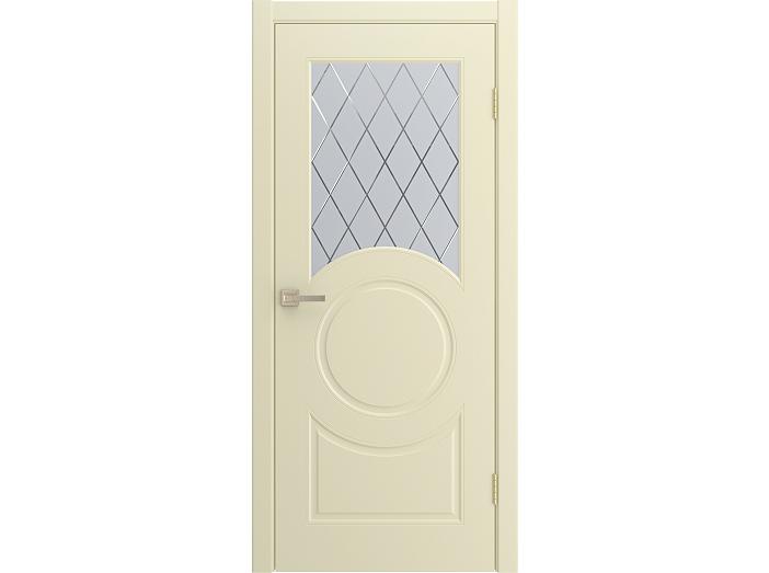 Дверь межкомнатная "DONNA" Жемчуг эмаль остекленная  сатинат гравировка ромб 200*80