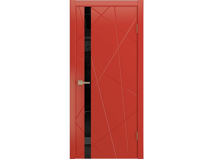 Дверь межкомнатная "FIESTA" RAL 3028 Красный эмаль остекленная  лакобель черное  стекло 200*90