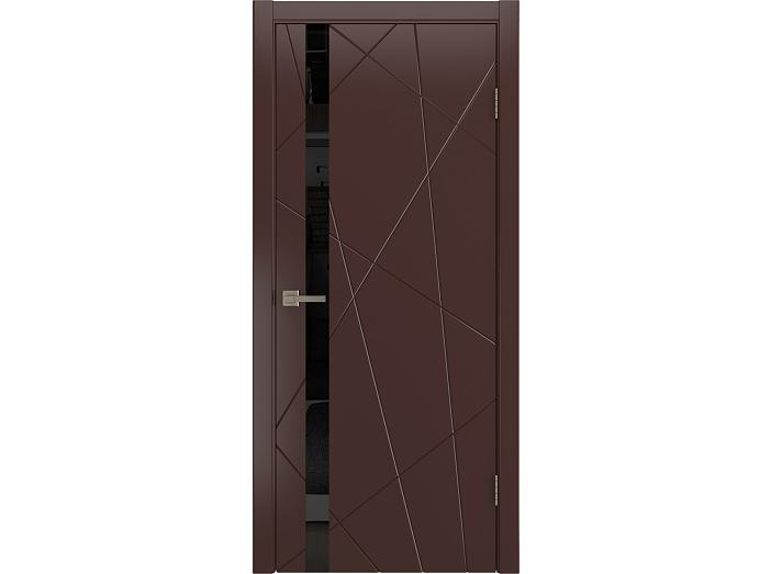 Дверь межкомнатная "FIESTA" RAL 8016 Шоколад эмаль остекленная  лакобель черное  стекло 200*90