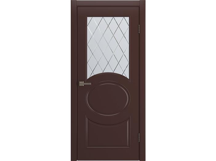 Дверь межкомнатная "OLIVIA" RAL 8016 Шоколад эмаль остекленная  сатинат гравировка ромб 200*60