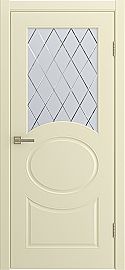 Дверь межкомнатная "OLIVIA" Жемчуг эмаль остекление сатинат гравировка ромб
