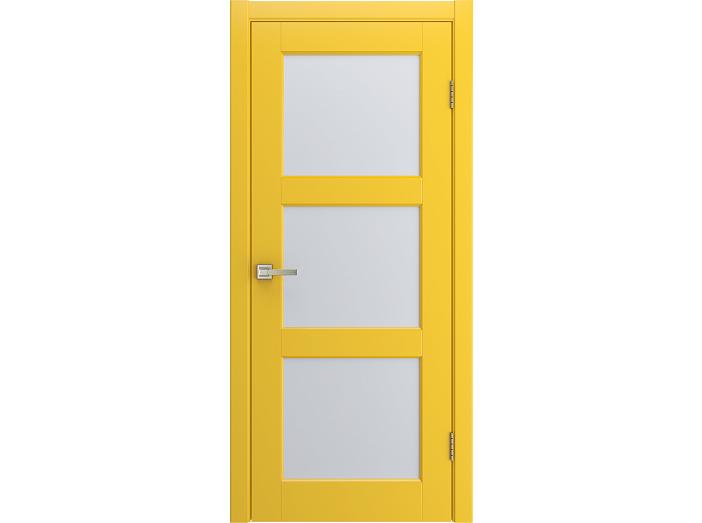 Дверь межкомнатная "RIM" RAL 1018 Желтая эмаль остекленная  сатинат матовое 200*80