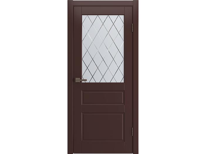 Дверь межкомнатная "STELLA" RAL 8016 Шоколад эмаль остекленная  сатинат гравировка ромб 200*80
