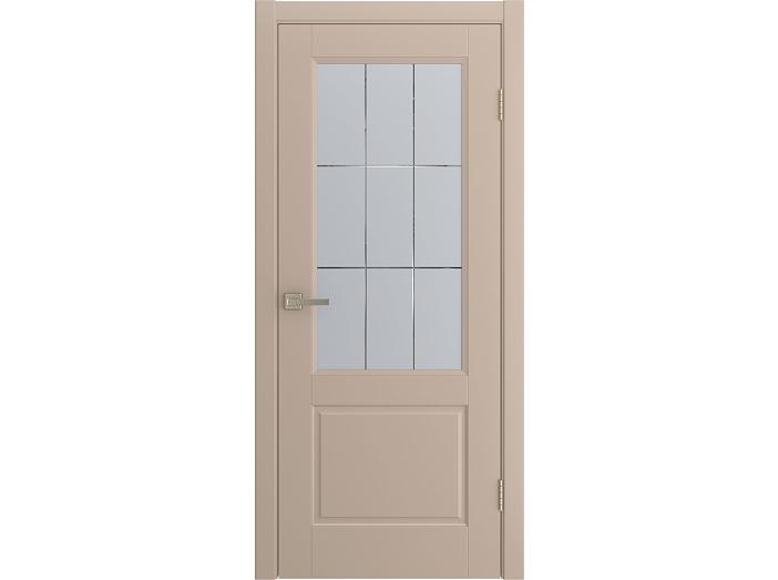 Дверь межкомнатная "TESSORO" Латте эмаль остекленная  сатинат гравировка матовое 200*80