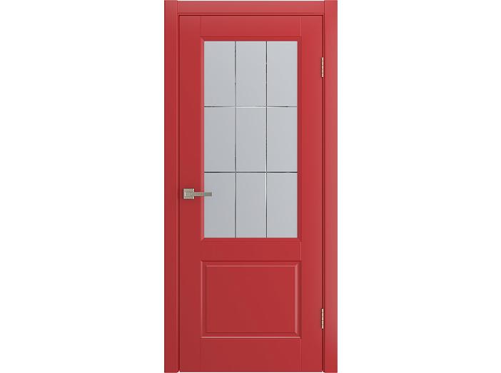 Дверь межкомнатная "TESSORO" RAL 3028 Красный эмаль остекленная  сатинат гравировка матовое 200*80