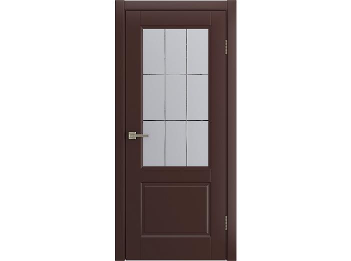 Дверь межкомнатная "TESSORO" RAL 8016 Шоколад эмаль остекленная  сатинат гравировка матовое 200*80