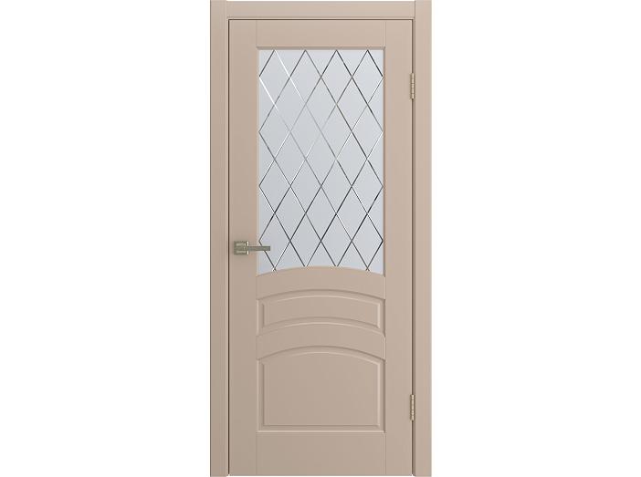 Дверь межкомнатная "VENEZIA" Латте эмаль остекленная  сатинат гравировка ромб 200*70