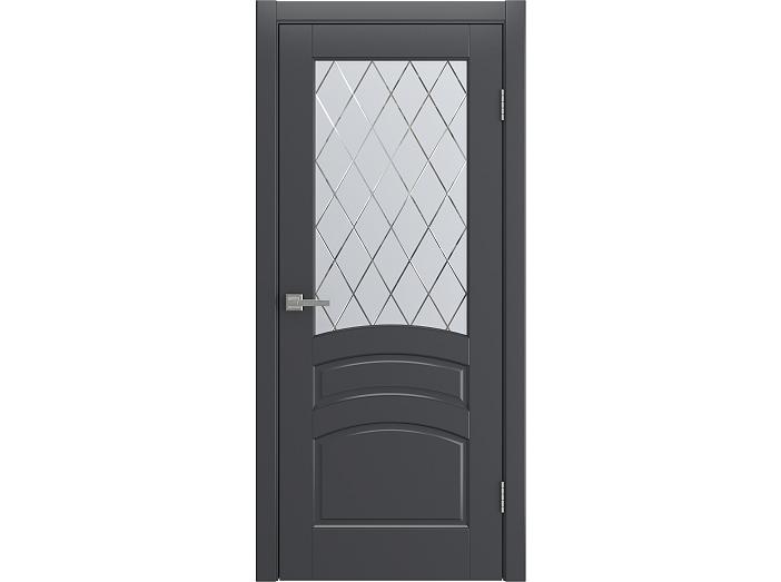 Дверь межкомнатная "VENEZIA" RAL 7024 Графит эмаль остекленная  сатинат гравировка ромб 200*70