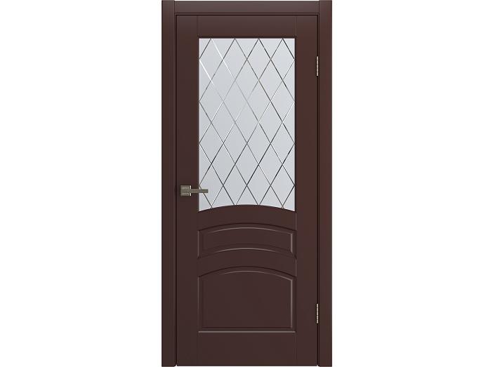 Дверь межкомнатная "VENEZIA" RAL 8016 Шоколад эмаль остекленная  сатинат гравировка ромб 200*90