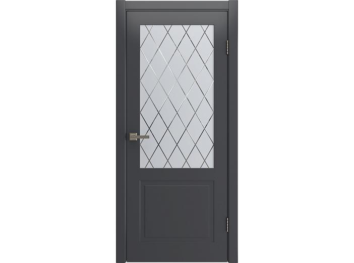 Дверь межкомнатная "VERONA" RAL 7024 Графит эмаль, остекление Сатинат, Гравировка ромб 200*90