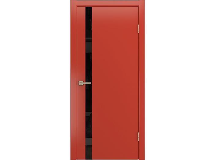 Дверь межкомнатная "ZERRO" RAL 3028 Красный эмаль остекленная  лакобель черное стекло 200*80