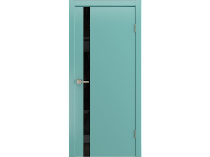 Дверь межкомнатная "ZERRO" RAL 5024 Небесно-голубой эмаль остекленная  лакобель черное стекло 200*90