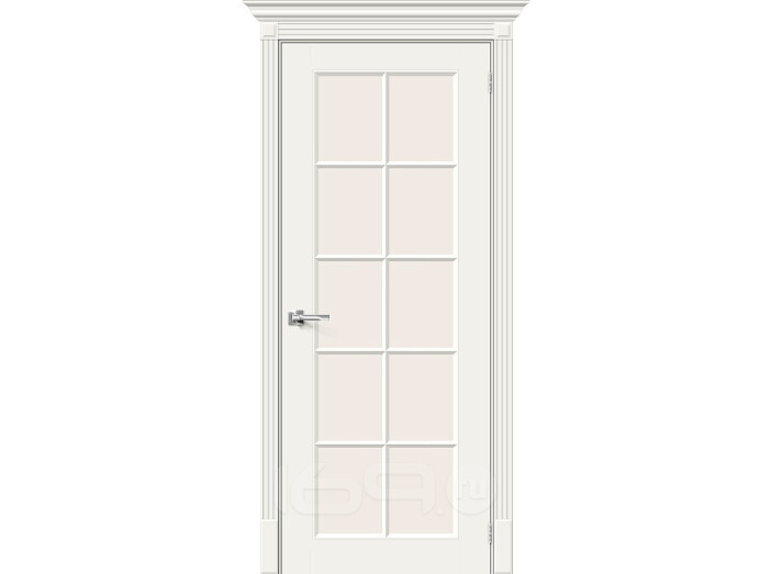 Дверь межкомнатная Скинни-11.1 Эмаль Whitey, без декора, остекленная, magic fog, скиновая