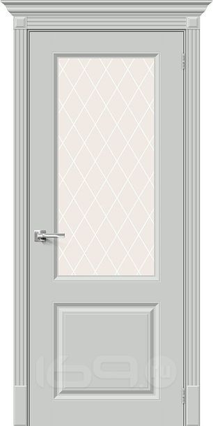 Дверь межкомнатная Скинни-13 Эмаль Grace, без декора, остекленная, white сrystal, скиновая