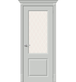 Дверь межкомнатная Скинни-13 Эмаль, Grace, остекленная, white сrystal, скиновая