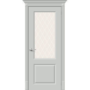 Дверь межкомнатная Скинни-13 Эмаль Grace, без декора, остекленная, white сrystal, скиновая