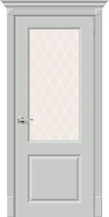 Дверь межкомнатная Скинни-13 Эмаль Grace, без декора, остекленная, white сrystal, без кромки, скиновая