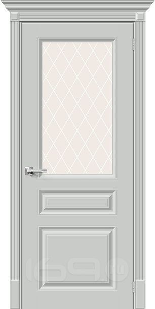 Дверь межкомнатная Скинни-15.1 Эмаль Grace, без декора, остекленная, white сrystal, без кромки, скиновая