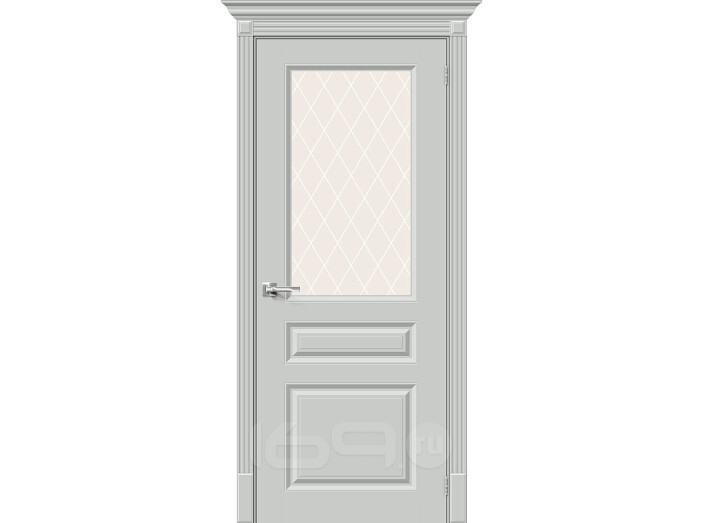 Дверь межкомнатная Скинни-15.1 Эмаль Grace, без декора, остекленная, white сrystal, скиновая