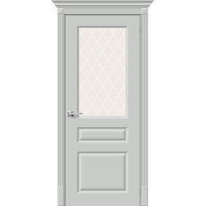Дверь межкомнатная Скинни-15.1 Эмаль Grace, без декора, остекленная, white сrystal, скиновая