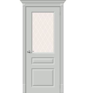 Дверь межкомнатная Скинни-15.1 Эмаль Grace, без декора, остекленная, white сrystal, без кромки, скиновая
