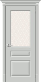 Дверь межкомнатная Скинни-15.1 Эмаль Grace, без декора, остекленная, white сrystal, без кромки, скиновая
