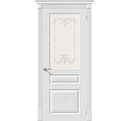 Дверь межкомнатная крашенная «Скинни-15.1 Аrt» Whitey (Эмаль) остекление художественное
