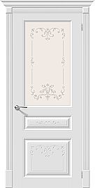 Дверь межкомнатная крашенная «Скинни-15.1 Аrt» Whitey (Эмаль) остекление художественное