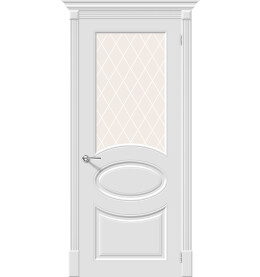 Дверь межкомнатная Скинни-21 Эмаль, Whitey, остекленная, white сrystal, скиновая