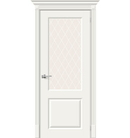 Дверь межкомнатная Скинни-13 Эмаль, Whitey, остекленная, white сrystal, скиновая
