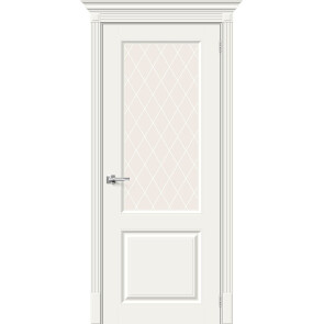 Дверь межкомнатная Скинни-13 Эмаль Whitey, без декора, остекленная, white сrystal, скиновая