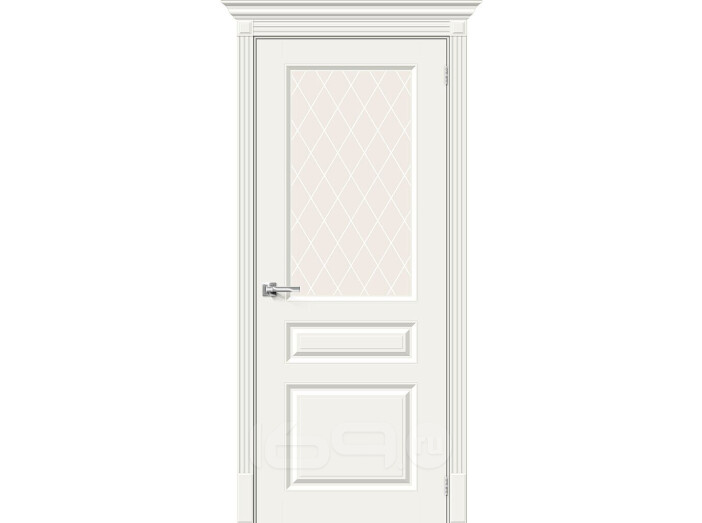Дверь межкомнатная Скинни-15.1 Эмаль Whitey, без декора, остекленная, white сrystal, скиновая