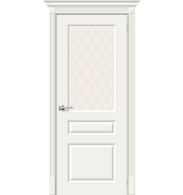 Дверь межкомнатная Скинни-15.1 Эмаль, Whitey, остекленная, white сrystal, скиновая