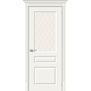 Дверь межкомнатная Скинни-15.1 Эмаль Whitey, без декора, остекленная, white сrystal, скиновая